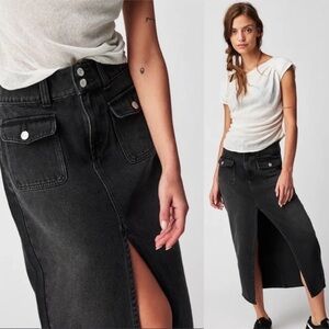 Free People Madison Midi Denim Skirt Size 31 Women
